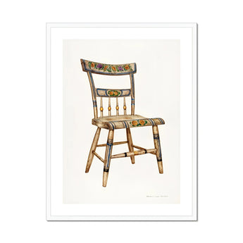 German Chair - Edward L. Loper 1930s Folk Art Print, Decorative Wooden Chair Painted Floral Designs Spindles