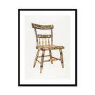 German Chair Edward L. Loper 1930s Folk Art Print, Decorative Wooden Chair Painted Floral Designs Spindles