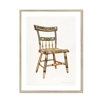 German Chair - Edward L. Loper 1930s Folk Art Print, Wooden Chair Decorative Floral Painted Spindles
