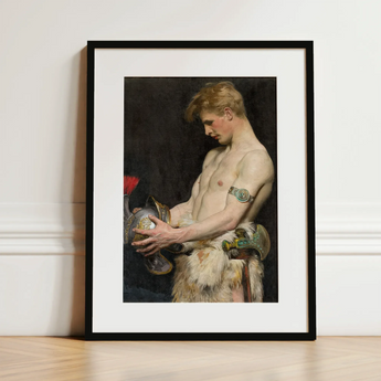 Germanic Warrior with Helmet - Osmar Schindler Art Print / Canvas, Osmar Schindler Gay, Masterpiece Germanic Warrior, Schindler Gay Art