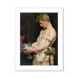 Germanic Warrior with Helmet - Osmar Schindler Art Print, Classical Painting Shirtless Figure Fur Wrap Decorated Helmet