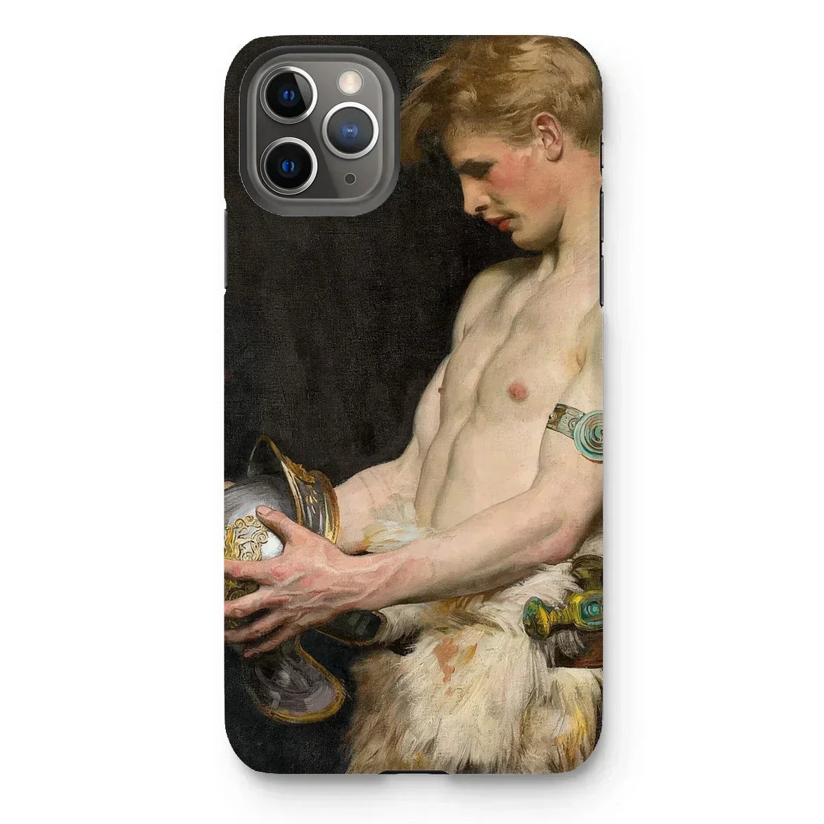 Germanic Warrior with Helmet - Osmar Schindler Iphone Case, 11 Pro Max / Matte, Phone Case Classical Painting Nude Male Figure Decorative