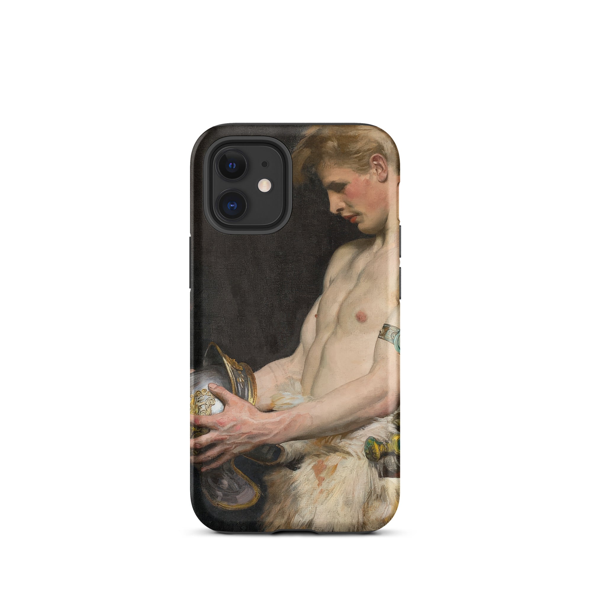 Germanic Warrior with Helmet Osmar Schindler Iphone Case, 12 Mini / Matte, Artistic Phone Case