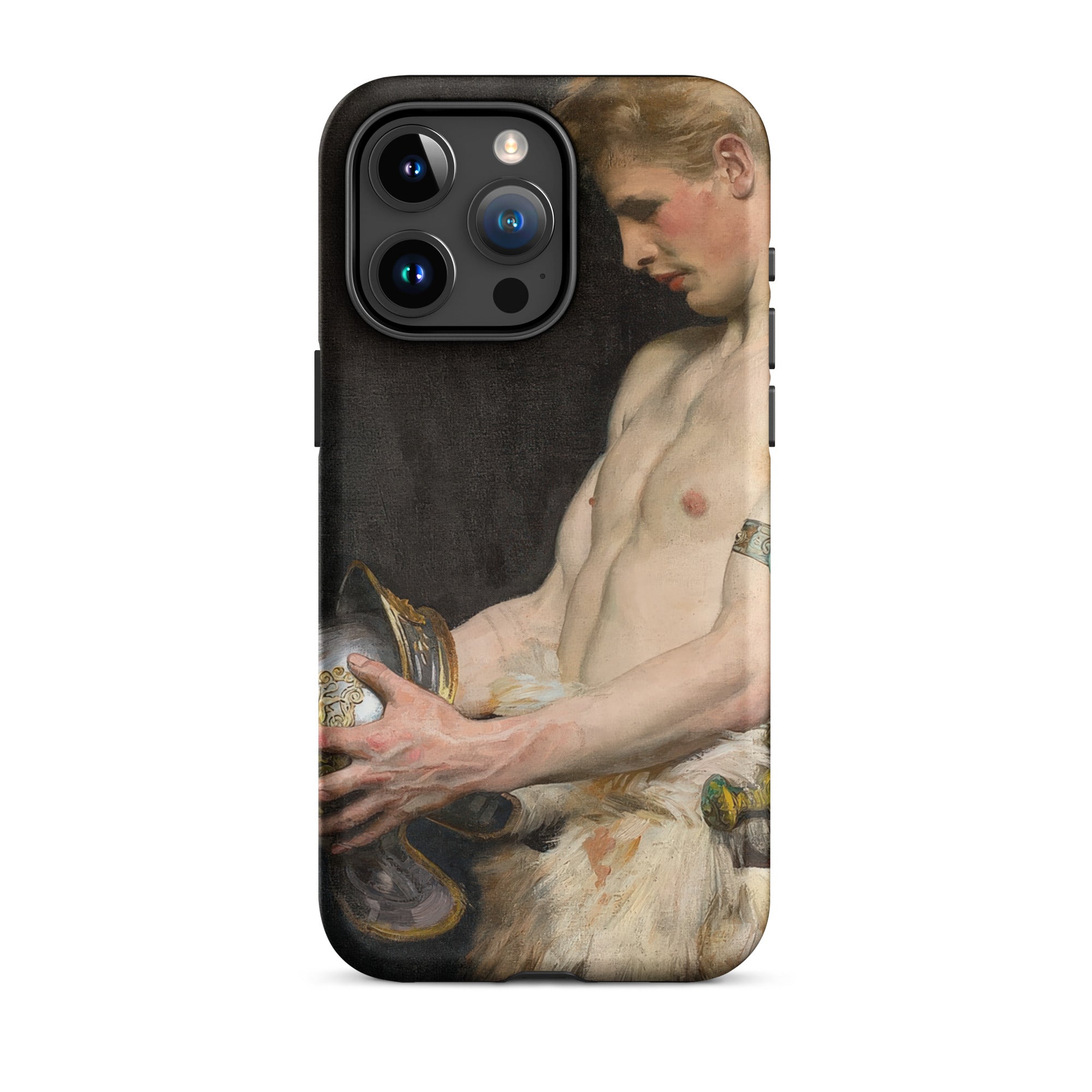 Germanic Warrior with Helmet Osmar Schindler Iphone Case, 15 Pro Max / Matte, Phone Case Classical Art