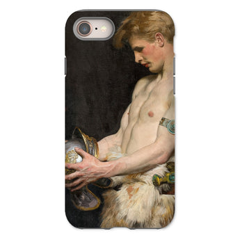 Germanic Warrior with Helmet - Osmar Schindler Iphone Case, 8 / Matte, Phone Case Classical Painting Nude Male Figure Lyre