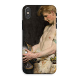 Germanic Warrior with Helmet - Osmar Schindler Iphone Case, Xs / Matte, Phone Case Classical Painting Shirtless Male Figure Decorative