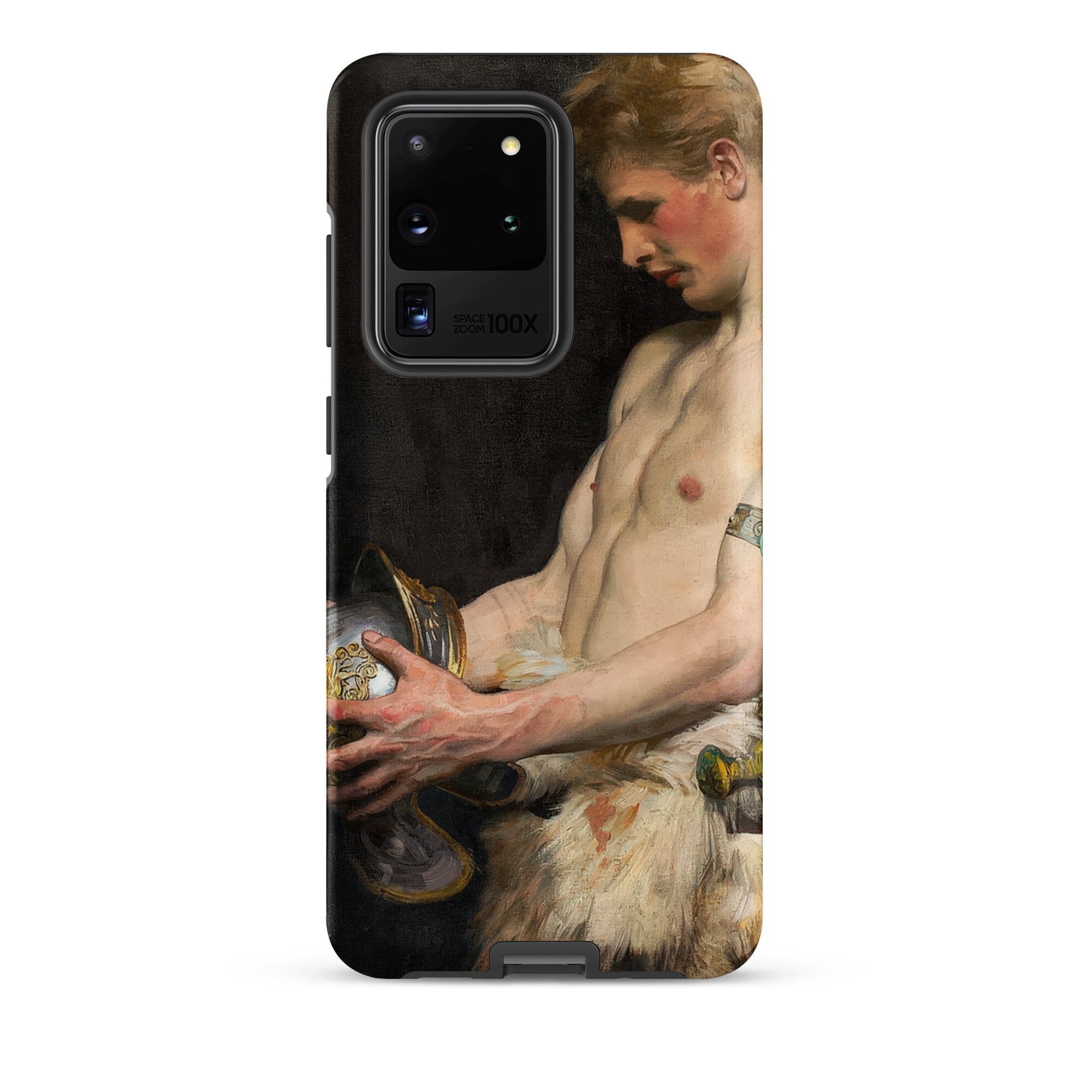 Germanic Warrior with Helmet Osmar Schindler Samsung Case, Galaxy S20 Ultra / Matte, Black Smartphone Case Classical Painting Partially