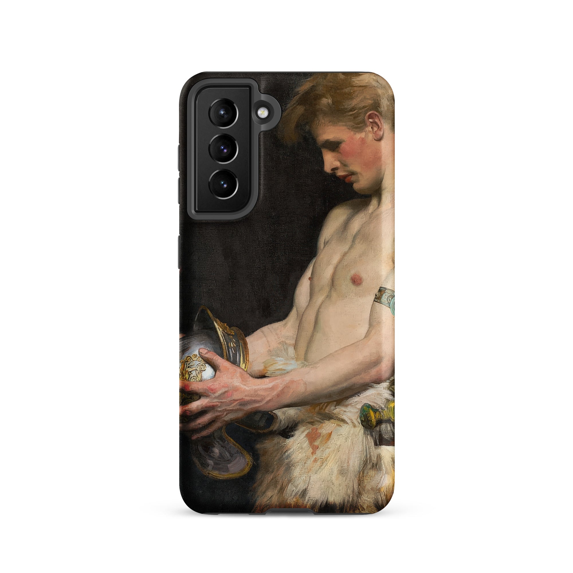 Germanic Warrior with Helmet Osmar Schindler Samsung Case, Galaxy S21 / Matte, Black Smartphone Case Classical Painting Man