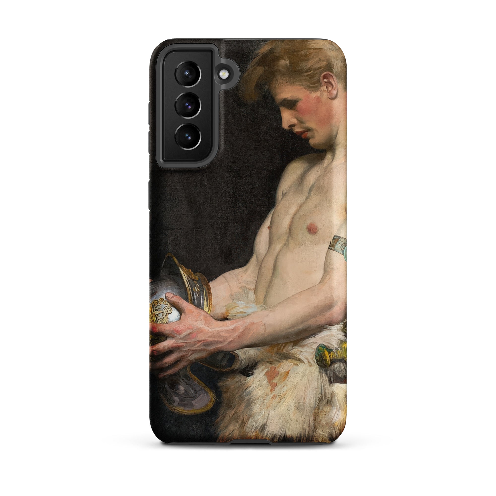 Germanic Warrior with Helmet Osmar Schindler Samsung Case, Galaxy S21 Plus / Matte, Black Smartphone Case Classical Painting Male Figure