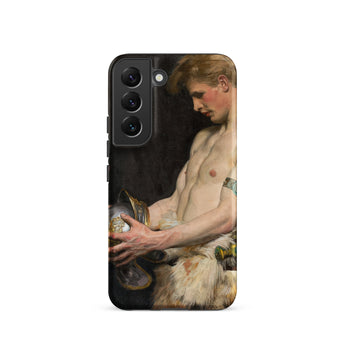 Germanic Warrior with Helmet - Osmar Schindler Samsung Case, Galaxy S22 / Matte, Smartphone Case Classical Painting Male Figure Helmet