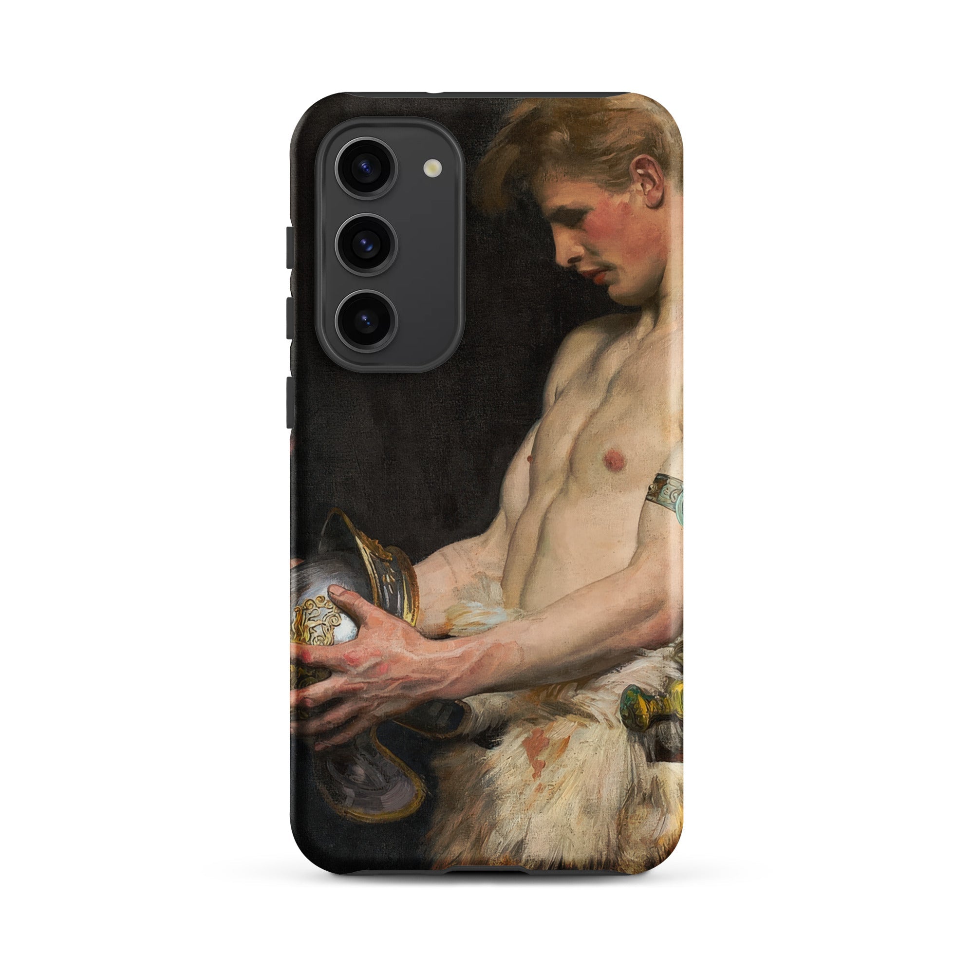 Germanic Warrior with Helmet Osmar Schindler Samsung Case, Galaxy S23 Plus / Matte, Phone Case Classical Painting Man Helmet