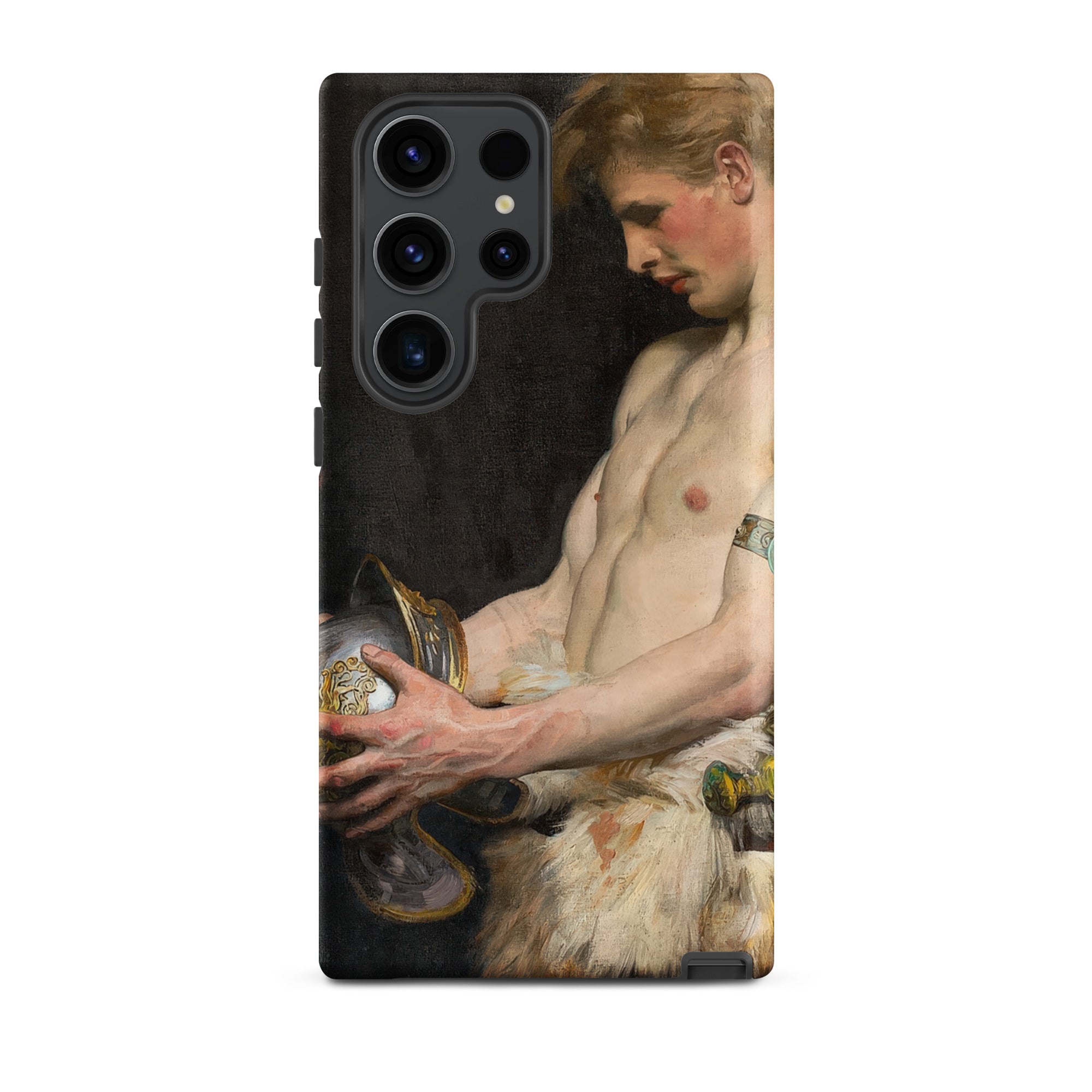 Germanic Warrior with Helmet Osmar Schindler Samsung Case, Galaxy S23 Ultra / Matte, Phone Case Classical Painting Man Helmet