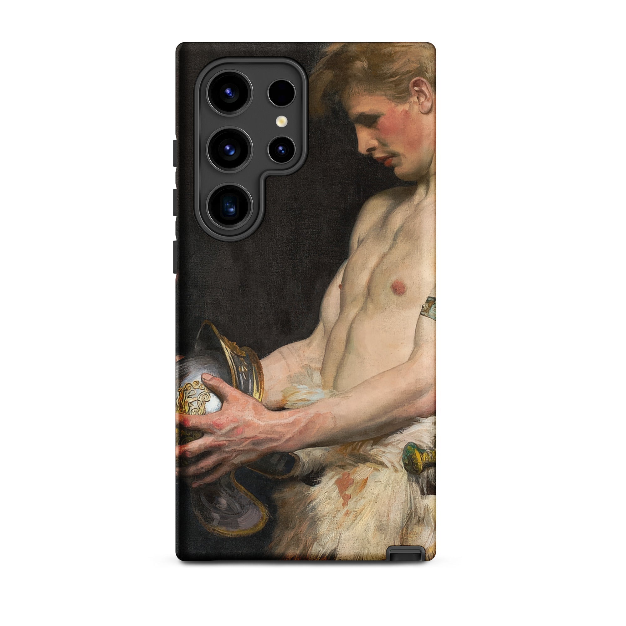 Germanic Warrior with Helmet Osmar Schindler Samsung Case, Galaxy S24 Ultra / Matte, Smartphone Case Classical Painting Man Helmet