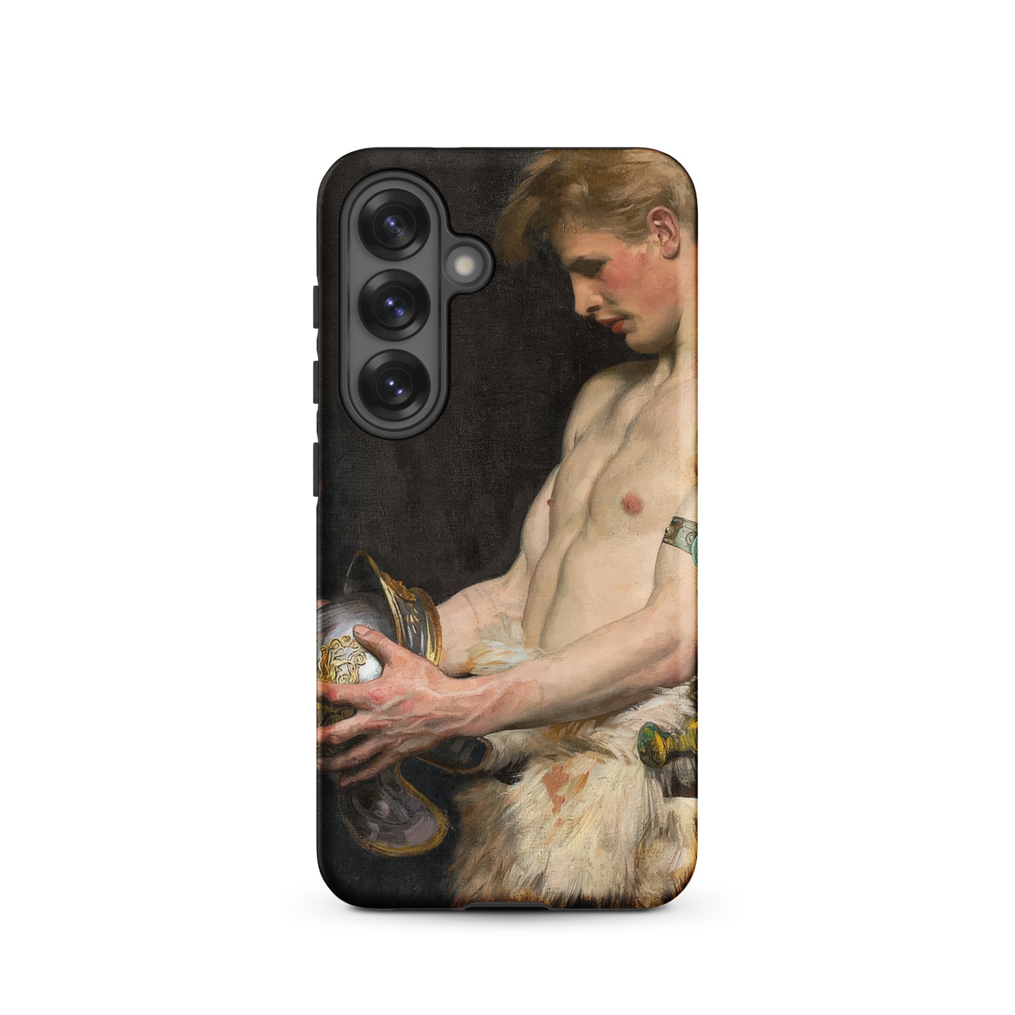 Germanic Warrior with Helmet Osmar Schindler Samsung Case, Galaxy S25 / Matte, Phone Case Classical Painting Man Helmet
