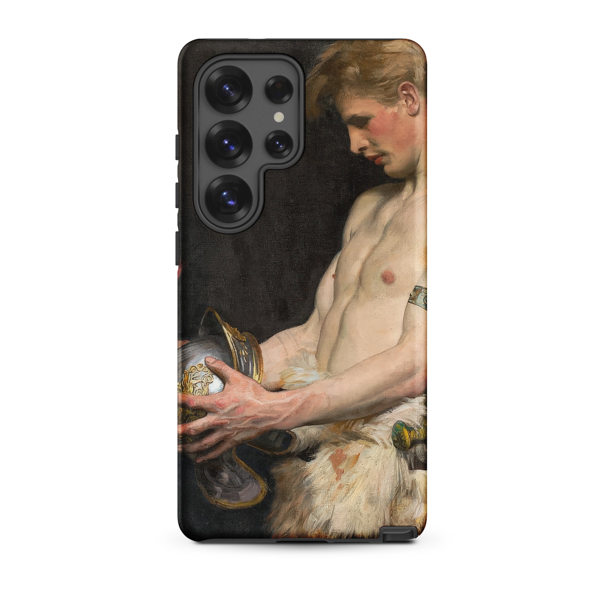 Germanic Warrior with Helmet Osmar Schindler Samsung Case, Galaxy S25 Ultra / Matte, Black Smartphone Case Classical Painting Man Helmet