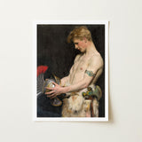 Germanic Warrior with Helmet - Osmar Schindler Art Print / Canvas Framed Classical Painting Muscular Bare-chested Man Blonde Gay,
