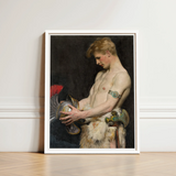 Germanic Warrior with Helmet - Osmar Schindler Art Print / Canvas White-framed Muscular Bare-chested Man Classical Attire Gay, Masterpiece,