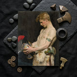 Germanic Warrior with Helmet - Osmar Schindler Art Print / Canvas Rectangular Framed Painting Muscular Bare-chested Blonde Hair Gay,