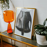 Geum Rivale (nodding Avens Flower–bud) - Karl Blossfeldt Art Print, Orange Glass Table Lamp Ribbed Texture