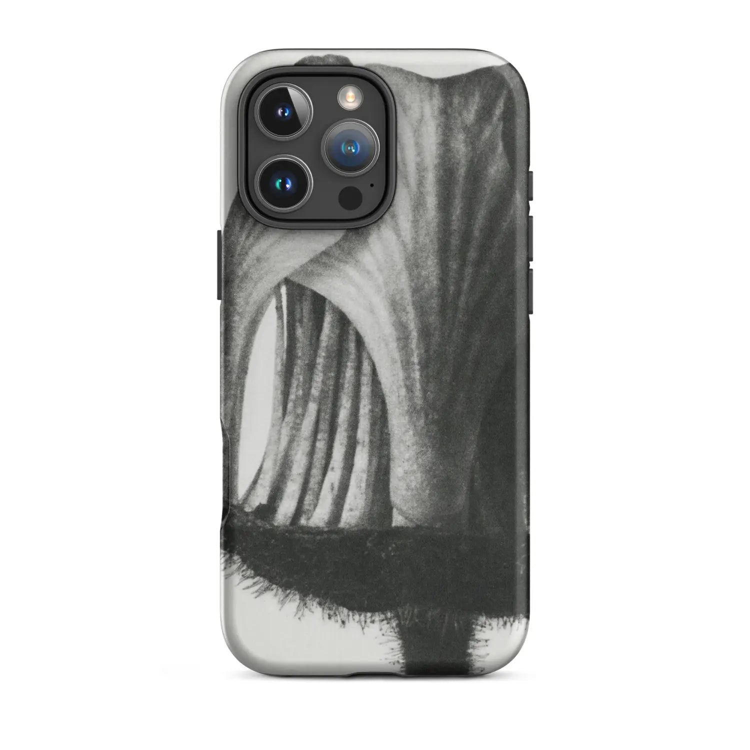 Black and white iPhone case with modern art textured design by Toby Leon