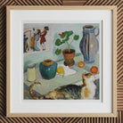 Ghost in the House Stalls - August Macke Art Print, 12x12’’ / 31x31cm / Natural Frame, Framed Still-life Painting Cat Plants Pottery