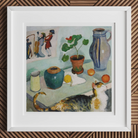 Ghost in the House Stalls - August Macke Art Print, 12x12’’ / 31x31cm / White Frame, Framed Still-life Painting Cat Household Objects