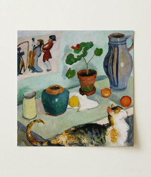 Blue White Striped Ceramic Pitcher Handle Table Objects August Macke’s Whimsical World, Expressionist Art Print, Macke