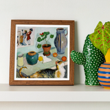 Ghost in the House Stalls - August Macke Art Print, Framed Watercolor Painting Life Potted Plants Jars Fruit