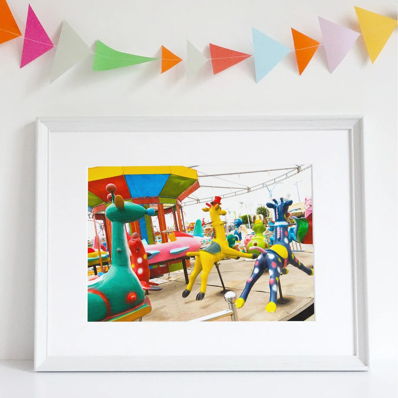 Giddy Up Giclée Print, 12×16 / Unframed Art, Giddster-8x14, Framed Photograph Colorful Animal-shaped Playground