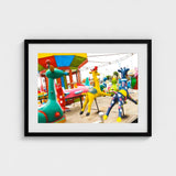 Giddy Up - Rainbow Fairground Carousel Art Print / Canvas Giclée Prints