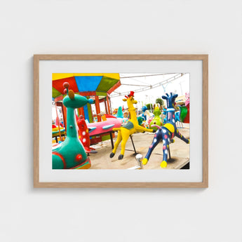 Giddy Up - Rainbow Fairground Carousel Art Print / Canvas Giclée Prints