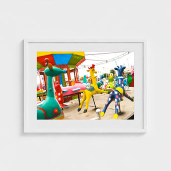 Giddy Up - Rainbow Fairground Carousel Art Print / Canvas Giclée Prints