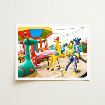 Giddy Up - Rainbow Fairground Carousel Art Print / Canvas Giclée Prints