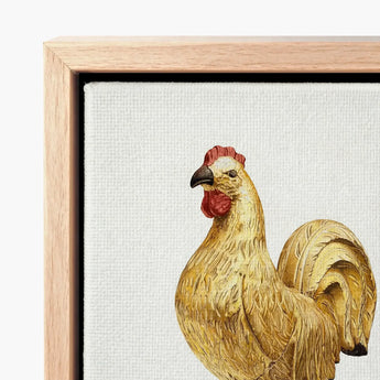 Gilded Rooster - Karl J. Hentz 1930s Decorative Art Print / Canvas Detailed Illustration Golden Red Comb Wattle Rendered Regal, Kitchen,