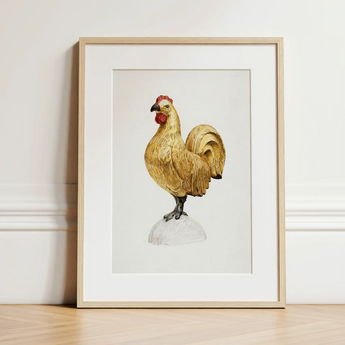 Gilded Rooster - Karl J. Hentz 1930s Decorative Art Print / Canvas, Regal Rooster Art, Hentz Decorative Kitchen, Gilded Rooster