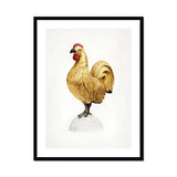 Gilded Rooster - Karl J. Hentz 1930s Decorative Art Print, Golden Rooster Red Comb Wattles Proudly