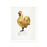 Gilded Rooster - Karl J. Hentz 1930s Decorative Art Print, Golden Rooster Red Comb Wattles Proudly