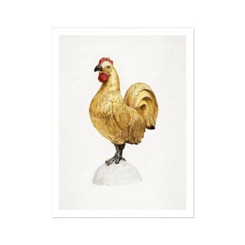 Gilded Rooster - Karl J. Hentz 1930s Decorative Art Print, Golden Rooster Red Comb Wattles Proudly