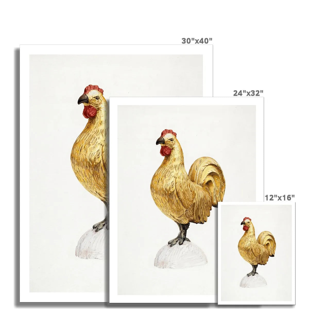 Gilded Rooster By Karl J. Hentz Fine Art Print - Posters Prints & Visual Artwork - Aesthetic Art