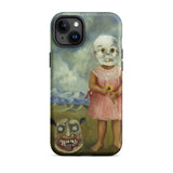 Girl with Death Mask - Frida Kahlo Iphone Case, 15 Plus / Matte, Phone Case Creepy Painting Girl Skull Mask Sunflower