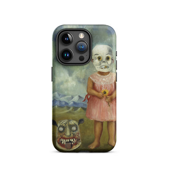 Girl with Death Mask - Frida Kahlo Iphone Case, 15 Pro / Matte, Iphone Pro Max Case Macabre Painting Child