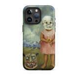 Girl with Death Mask - Frida Kahlo Iphone Case, 15 Pro Max / Matte, Smartphone Case Whimsical Macabre Painting Girl Skull Mask