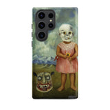 Girl with Death Mask - Frida Kahlo Samsung Case, Galaxy S23 Ultra / Matte, Smartphone Case Creepy Painting Child Skull Mask Sunflower