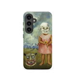 Girl with Death Mask - Frida Kahlo Samsung Case, Galaxy S24 / Matte, White Smartphone Case Creepy Painting Girl Skull Mask