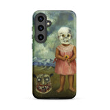 Girl with Death Mask - Frida Kahlo Samsung Case, Galaxy S24 Plus / Matte, Phone Case Surrealist Painting Child Skull Mask