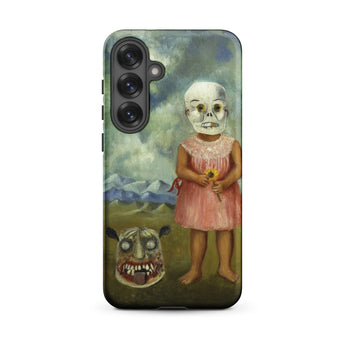 Girl with Death Mask - Frida Kahlo Samsung Case, Galaxy S25 Plus / Matte, Smartphone Case Creepy Painting Child Skull Mask