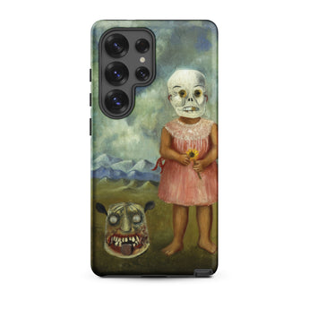 Girl with Death Mask - Frida Kahlo Samsung Case, Galaxy S25 Ultra / Matte, Smartphone Case Creepy Painting Child Skull Mask