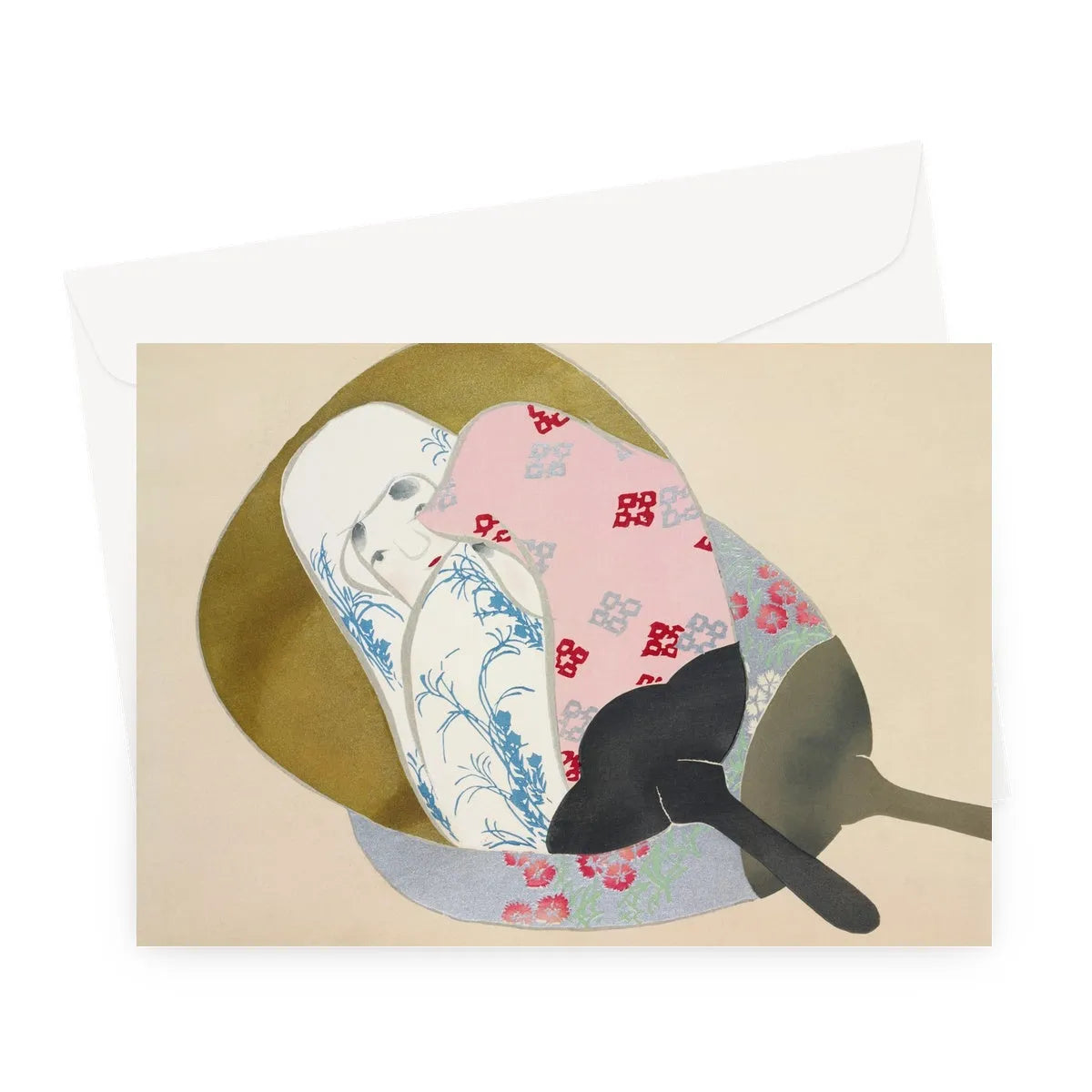Girl In Fan By Kamisaka Sekka Greeting Card - A5 Landscape / 1 Card - Greeting & Note Cards - Aesthetic Art