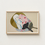 Framed Artwork Stylized Abstract Composition Layered Fabric Patterns Kamisaka Sekka, Avant-garde Rinpa Flair, Meiji Art