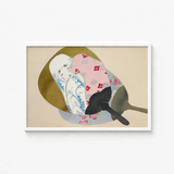 Framed Artwork Stylized Abstract Composition Layered Fabric Patterns Kamisaka Sekka, Avant-garde Rinpa Flair, Meiji Art